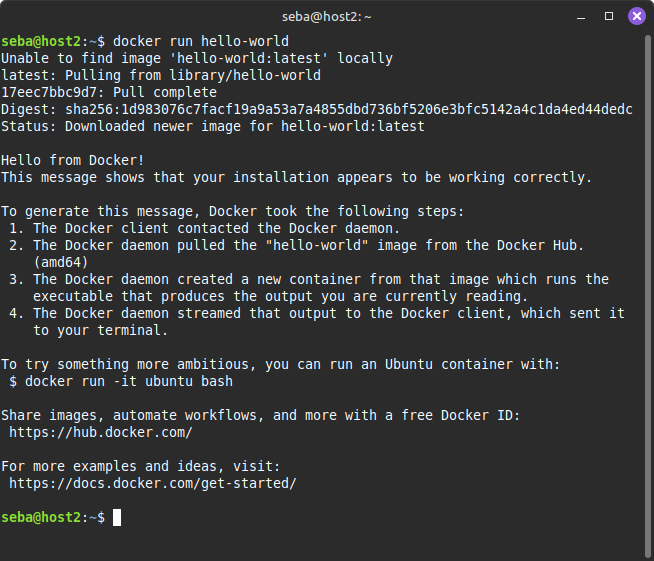 docker run hello-world