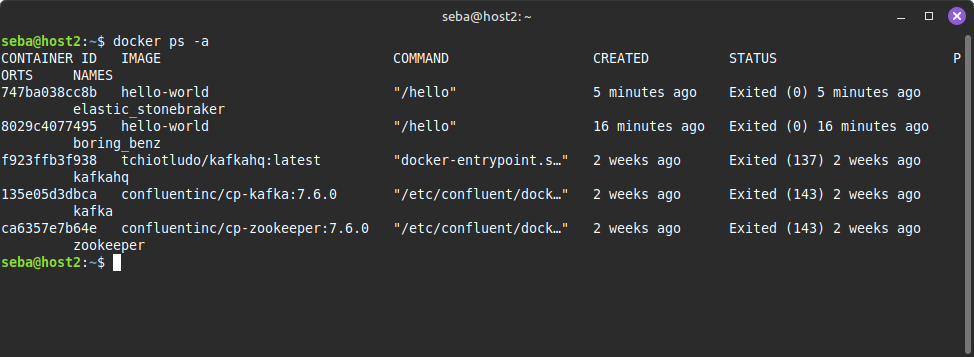docker ps -a