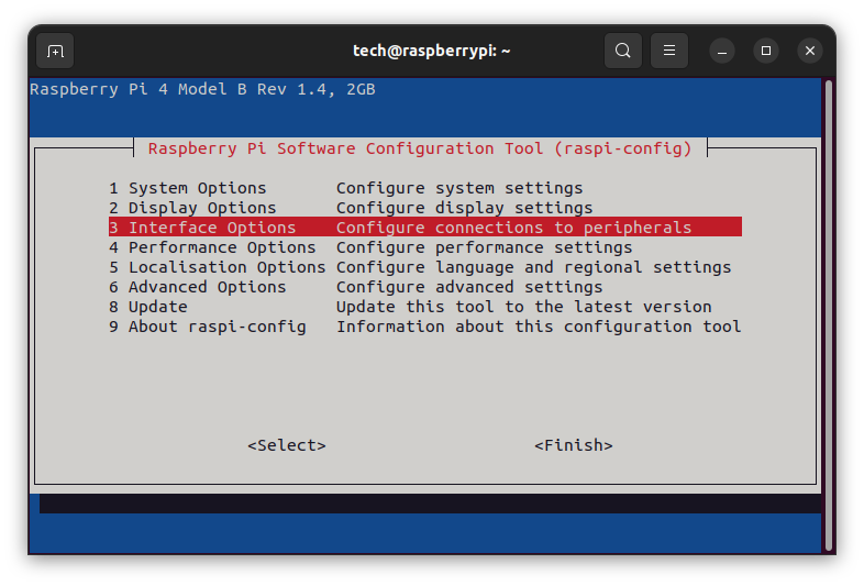 Interface options - Configure connections to peripherals