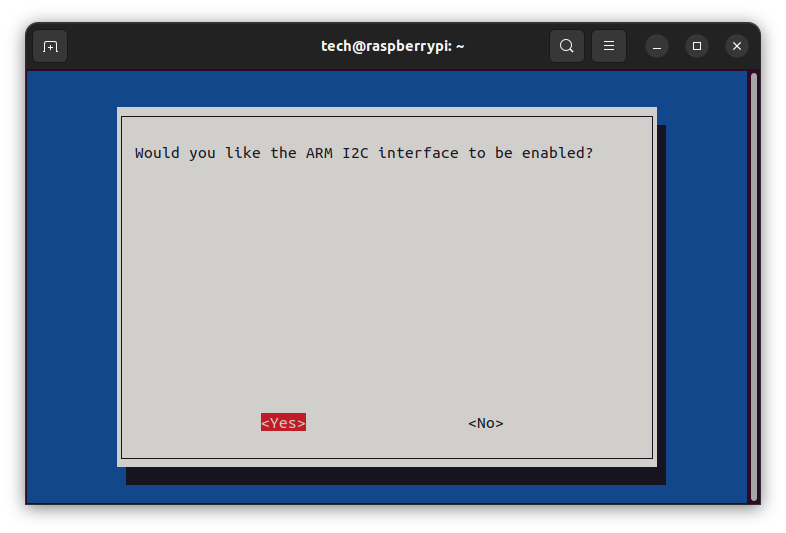 Would you like the ARM I2C interface to be enabled?