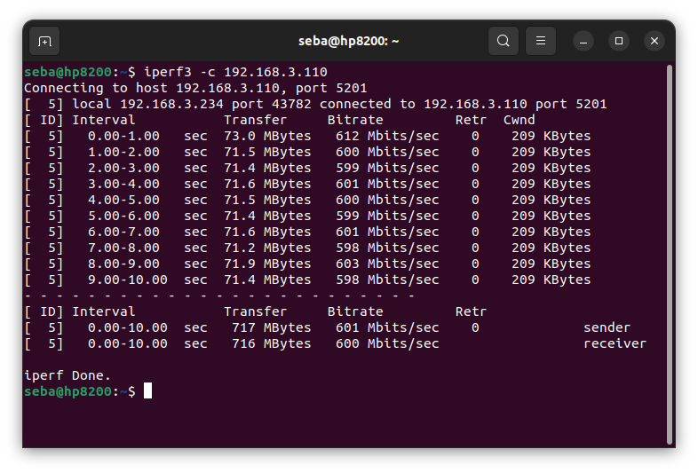 iperf3 -c 192.168.3.110